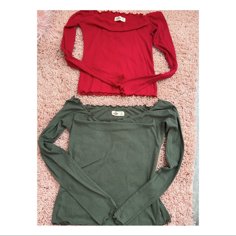 Hollister off the shoulder ruffled tops